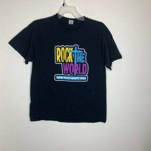 Mens L Black Rock The World Holiday World Shirt